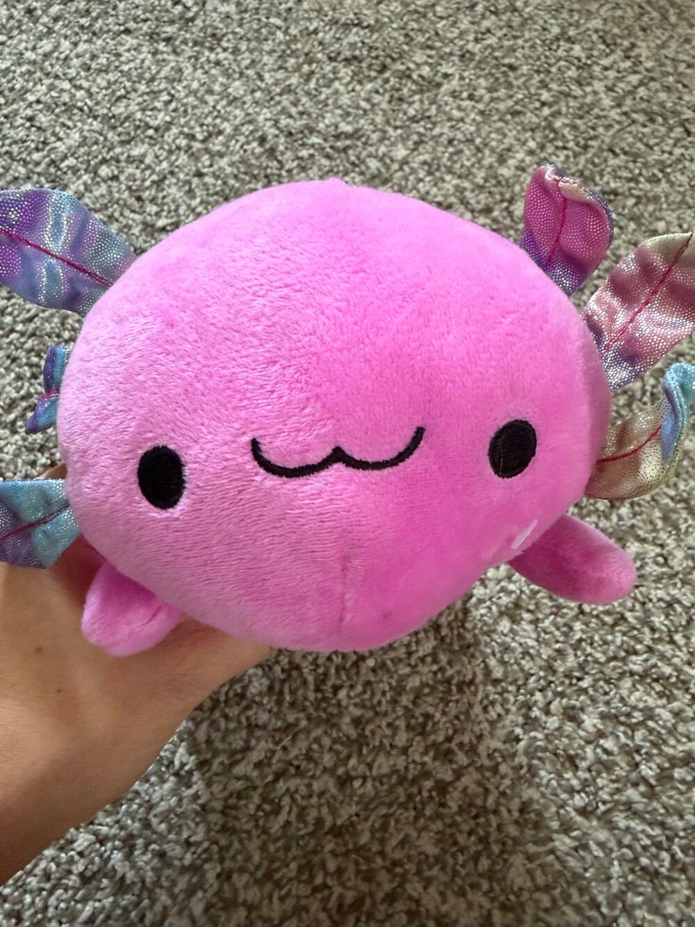 RMS Bright Pink Axolotl Plush Rainbow Shimmer Metallic Gills Stuffed Animal 8"
